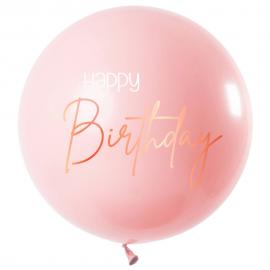Stor Happy Birthday Ballon Lyserød