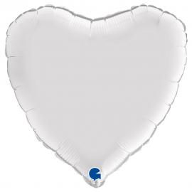 Hjerteballon Satin Hvid