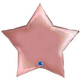 Stor Ballon Stjerne Holografisk Platinum Rosé