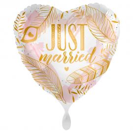 Just Married Ballon Boho Feathers