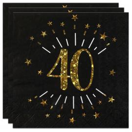 Servietter 40 År Birthday Party Guld