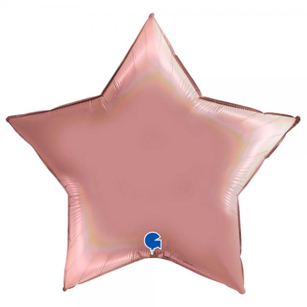 Stor Ballon Stjerne Holografisk Platinum Ros