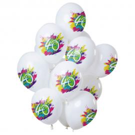 Color Splash 40-års Balloner Latex