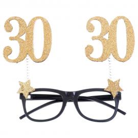 30 År Briller Glitter Guld