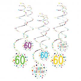 Hængende Swirls 60 år Confetti Birthday