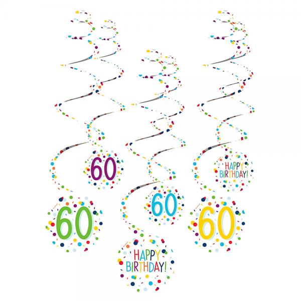 Hngende Swirls 60 r Confetti Birthday