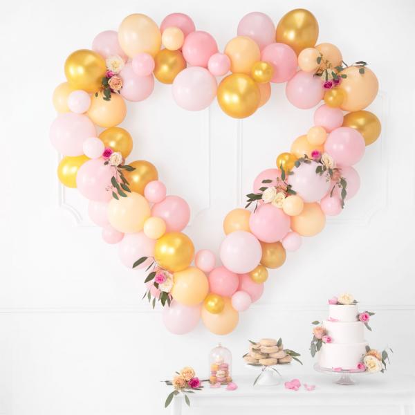 Ballonguirlande Hjerte Pink & Guld