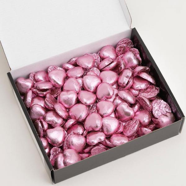Chokoladehjerter i Pink Folie 1kg