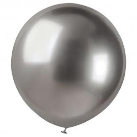 Store Runde Metal Grå Chrome Balloner