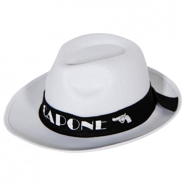 Al Capone Hat Fedora Hvid