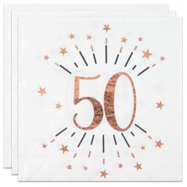 Servietter 50 r Birthday Party Rosaguld