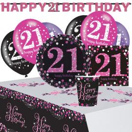 21-års Fødselsdagsfest Pink Sparkling Celebration Kit 8 Pers
