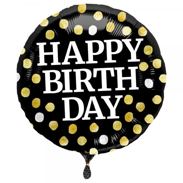 Polka Dot Happy Birthday Folieballon Sort