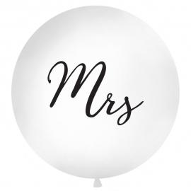 Mrs Kæmpestor Latexballon Hvid og Sort