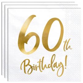 60th Birthday Servietter Guld