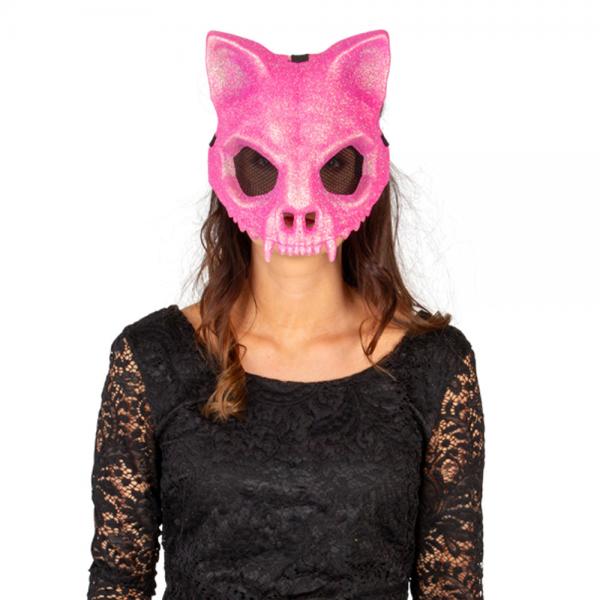 Glitrende 3/4 Skeletmaske Kat