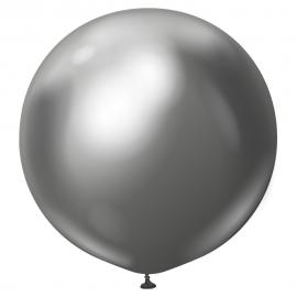 Grå Kæmpestor Chrome Latexballoner Space Grey 2-pak