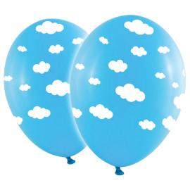 Baby Blå Balloner med Hvide Skyer