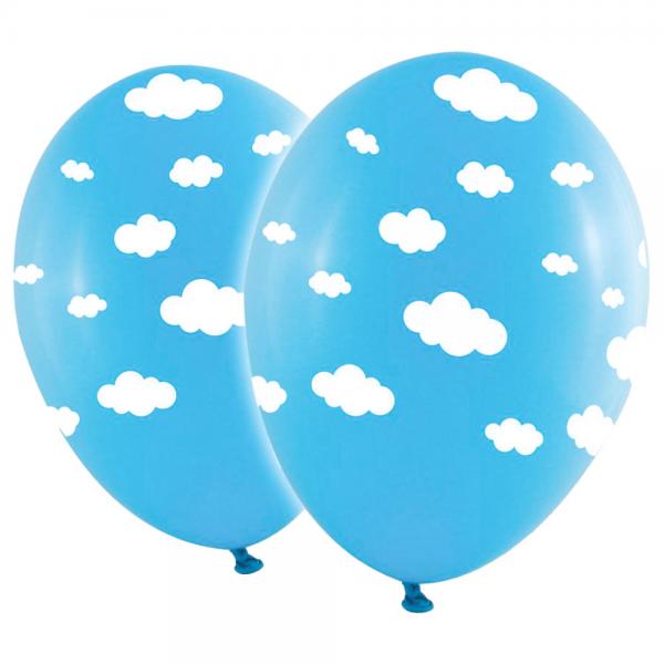 Baby Bl Balloner med Hvide Skyer
