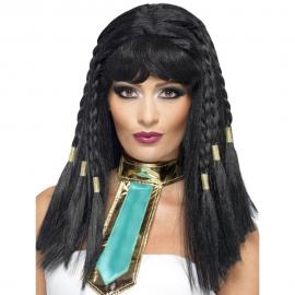 Kleopatra Paryk med Fletninger og Gulddetaljer