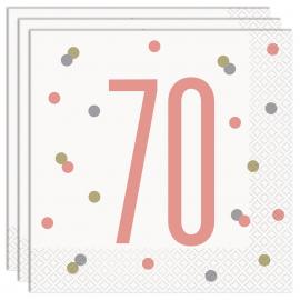 70 Års Servietter Hvide & Pink