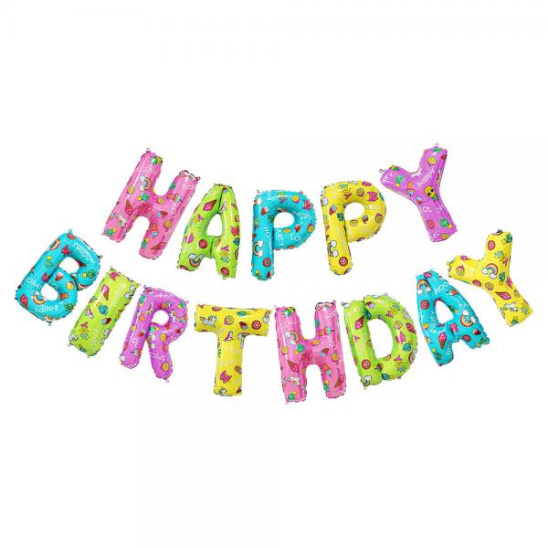 Happy Birthday Flerfarvede Bogstavballoner