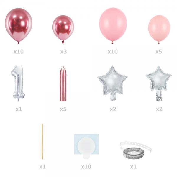 1 rs Ballonbuket Slv & Pink