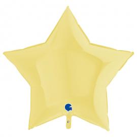 Stor Folieballon Stjerne Mat Pastel Gul