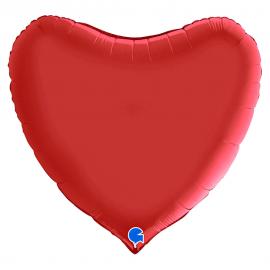 Stor Hjerteballon Satin Rød