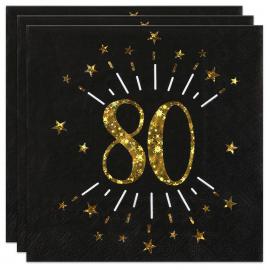 Servietter 80 År Birthday Party Guld