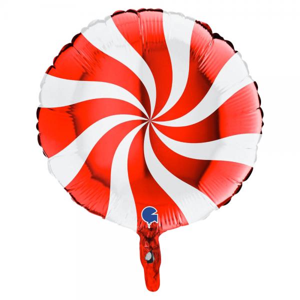Folieballon Swirly Rd & Hvid