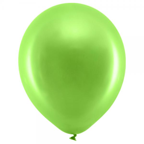 Rainbow Latexballoner Metallic Lysegrn 100-pak