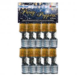 Party Poppers Mix Guld og Sølv 20-pak