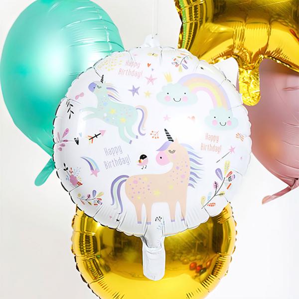 Folieballon Happy Birthday Enhjrning Pastel