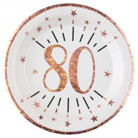 Paptallerkener 80 År Birthday Party Rosaguld
