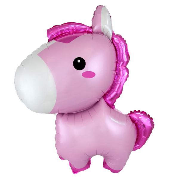 Hest Folieballon Stor Pink
