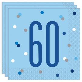60 Års Servietter Blå