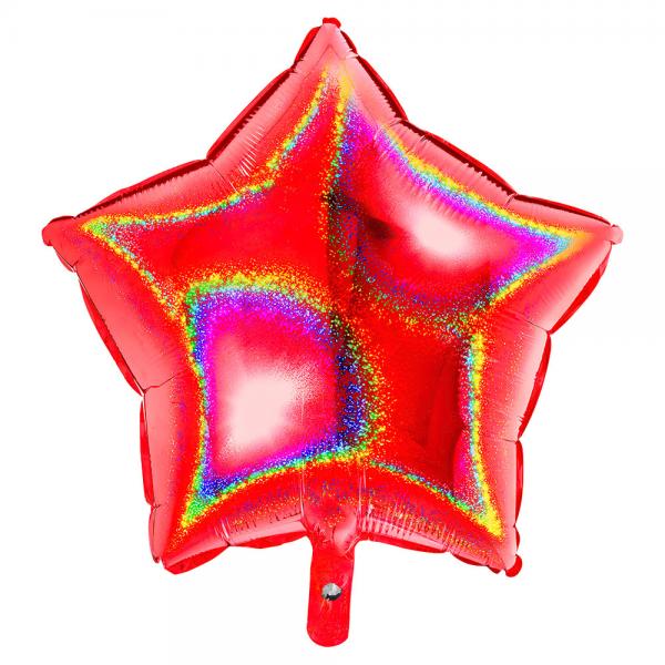 Holografisk Folieballon Stjerne Rd