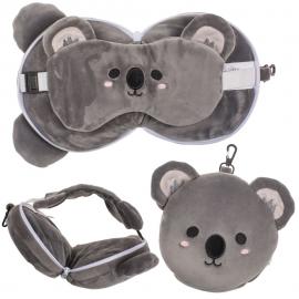 Koala Plush Rejsepude med Øjenmaske