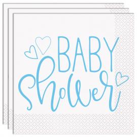 Baby Shower Servietter Lyseblå og Hvid