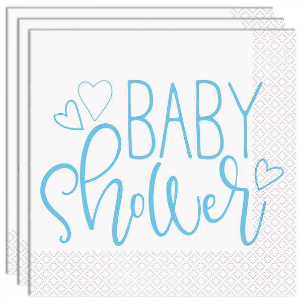 Baby Shower Servietter Lysebl og Hvid