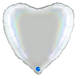 Hjerteballon Holografisk Platinum Pure