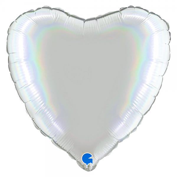 Hjerteballon Holografisk Platinum Pure