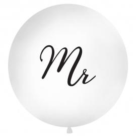 Mr Kæmpestor Latexballon Hvid og Sort