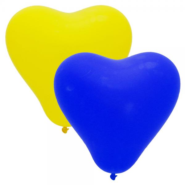 Hjerteformede Latexballoner Bl og Gul