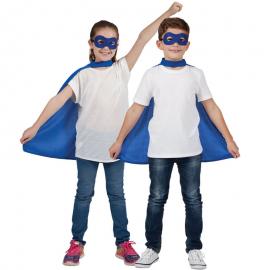 Superhelt Blå Kappe med Øjenmaske Børn
