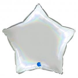 Ballon Stjerne Holografisk Platinum Pure
