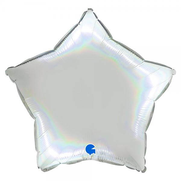 Ballon Stjerne Holografisk Platinum Pure