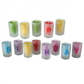 Happy Birthday Farvede Lys i Glas