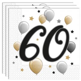 Milestone Happy Birthday 60 Års Servietter